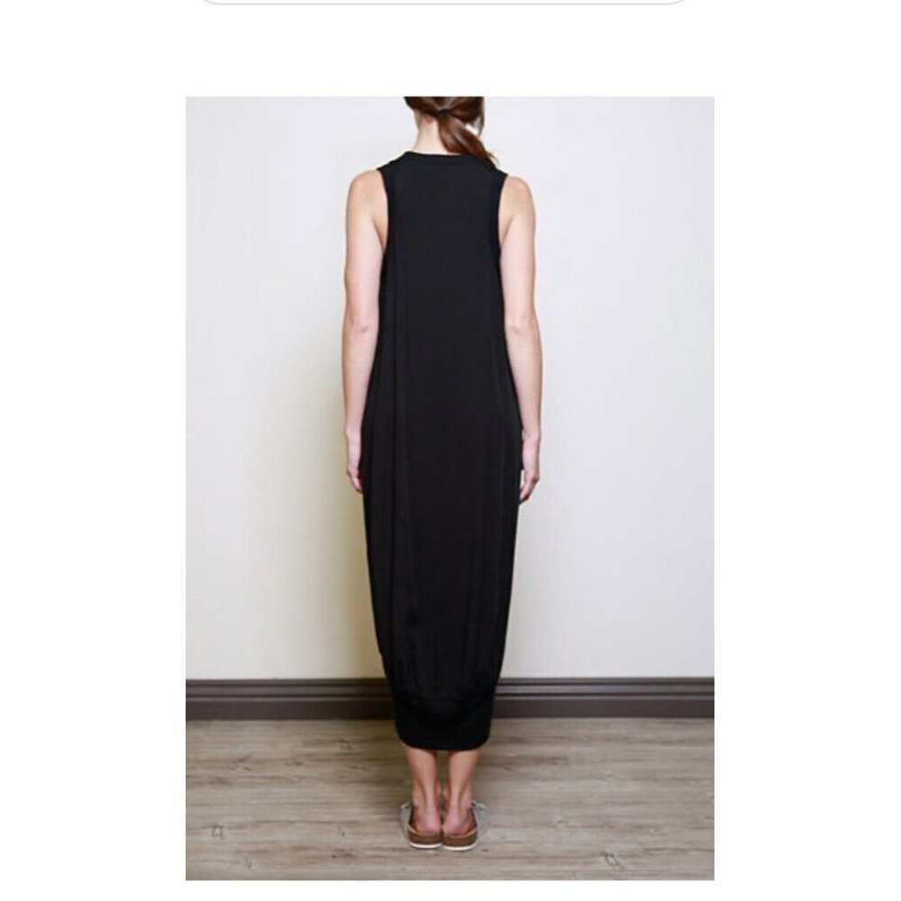 Lumiere Womens Cocoon Dress Black Stretch Midi Scoop Neck Sleeveless Artsy M New - Picture 11 of 11